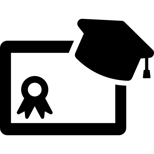 Graduation cap and diploma  icon