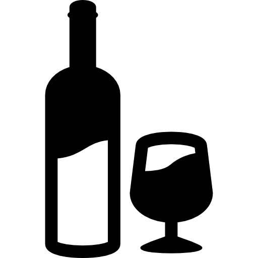 Бутылка и бокал вина  иконка