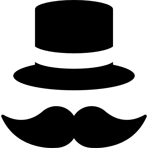 bigote y sombrero de copa  icono