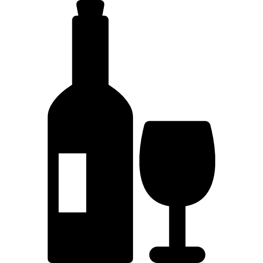 garrafa e taça de vinho  Ícone