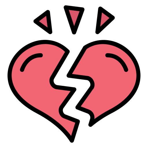met een gebroken hart Generic Outline Color icoon