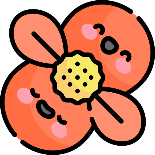 begonia Kawaii Lineal color icono