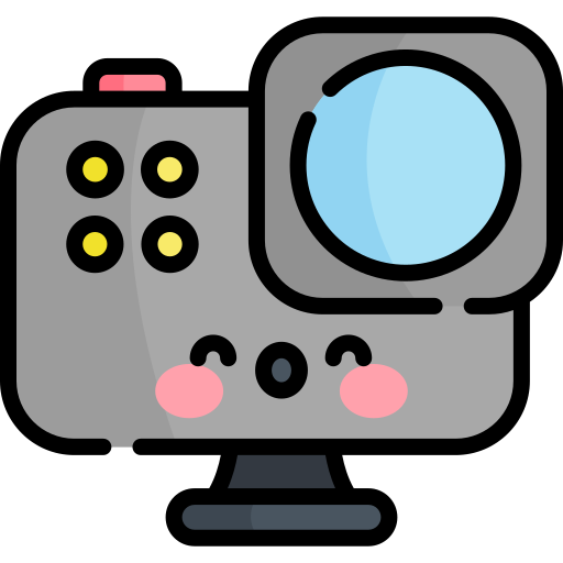cámara de acción Kawaii Lineal color icono