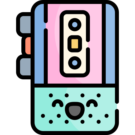 magnetofon Kawaii Lineal color ikona
