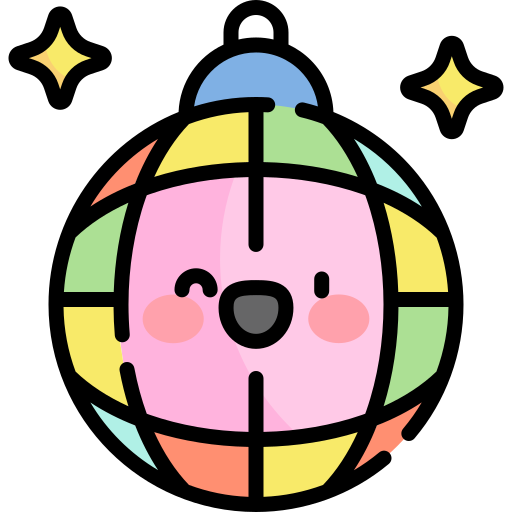 palla da discoteca Kawaii Lineal color icona