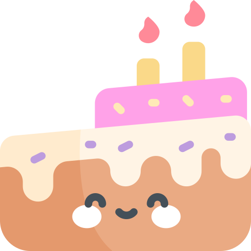 torta di compleanno Kawaii Flat icona