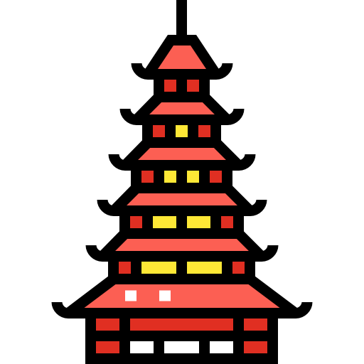 pagoda Detailed Straight Lineal color ikona