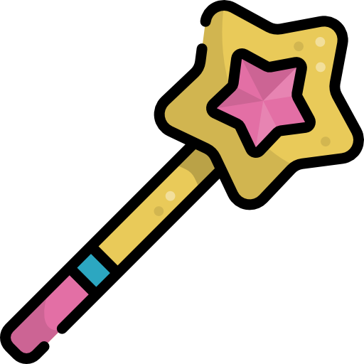 Волшебная палочка Kawaii Lineal color иконка
