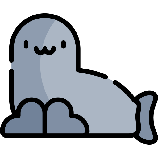 foca Kawaii Lineal color icona