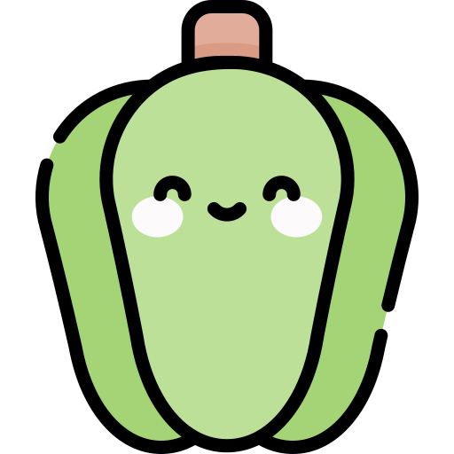 Зеленый перец Kawaii Lineal color иконка