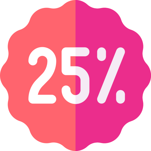 25 procent Basic Rounded Flat ikona