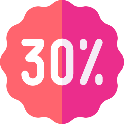30 procent Basic Rounded Flat icoon