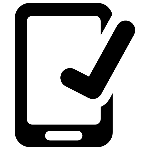 smartphone en vinkje  icoon