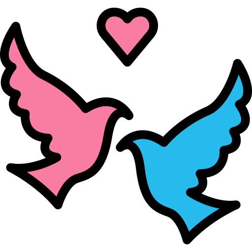 pájaros del amor Darius Dan Lineal Color icono