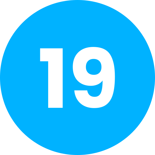 nummer 19 Generic Flat icoon