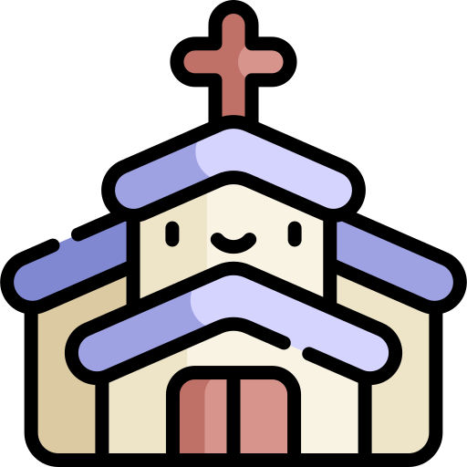 Église Kawaii Lineal color Icône