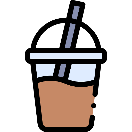아이스 커피 Detailed Rounded Lineal color icon