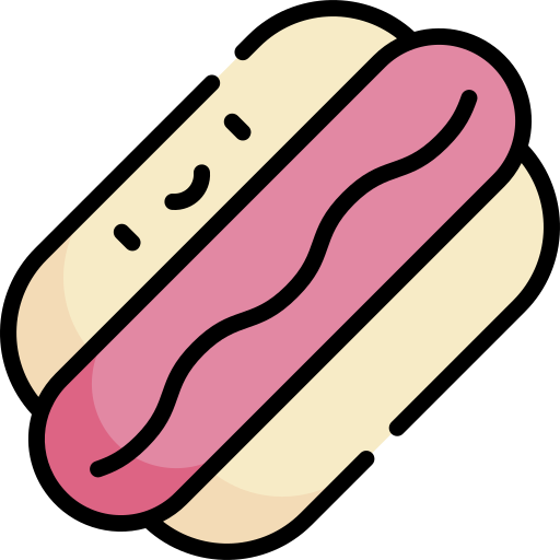 hotdog Kawaii Lineal color icoon