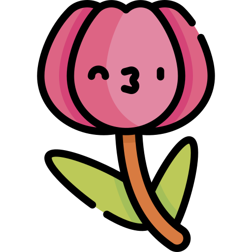 tulipan Kawaii Lineal color ikona