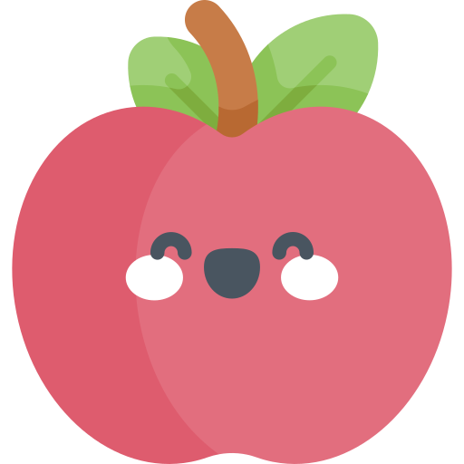 jabłko Kawaii Flat ikona