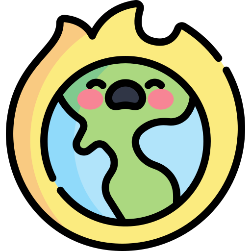 il riscaldamento globale Kawaii Lineal color icona
