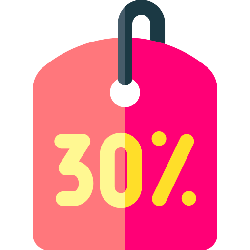 30 procent Basic Rounded Flat ikona