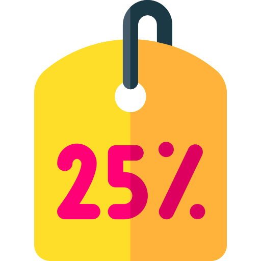 25 percento Basic Rounded Flat icona