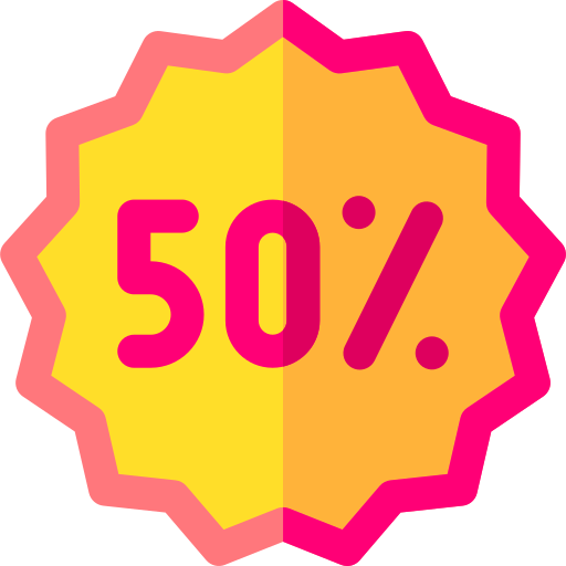 50 procent Basic Rounded Flat icoon