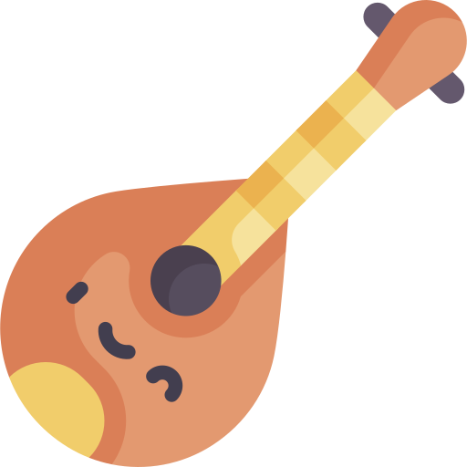 mandoline Kawaii Flat Icône