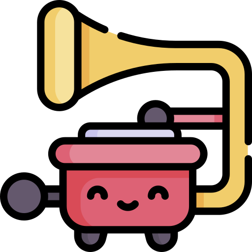 Gramophone Kawaii Lineal color icon