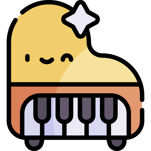 pianoforte a coda Kawaii Lineal color icona