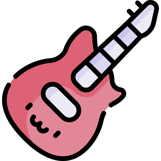 guitare électrique Kawaii Lineal color Icône