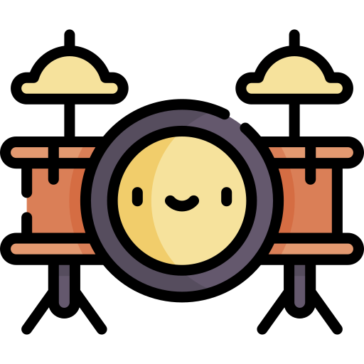 Drum set Kawaii Lineal color icon