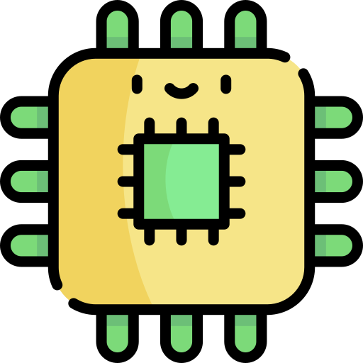 Computer chip Kawaii Lineal color icon