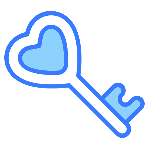 liefde sleutel Generic Blue icoon