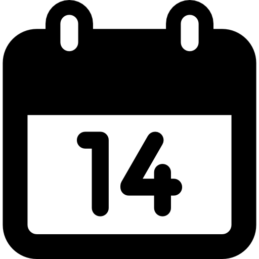 día 14 del calendario diario  icono