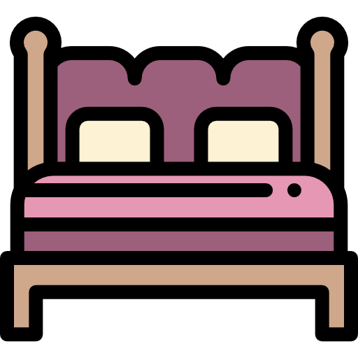 Bed Detailed Rounded Lineal color icon