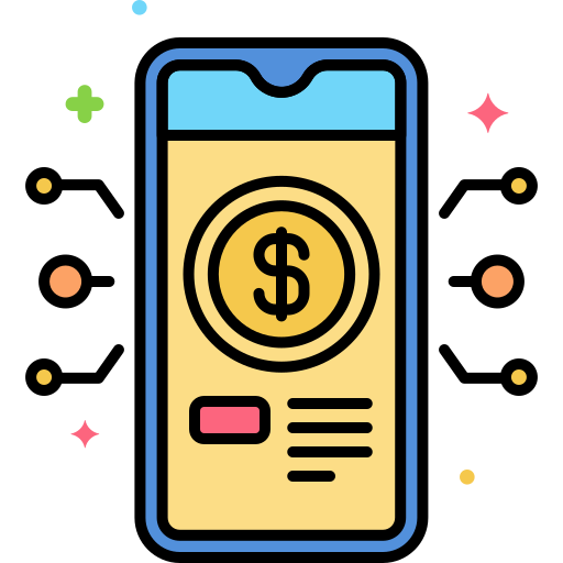 dinero digital Flaticons Lineal Color icono