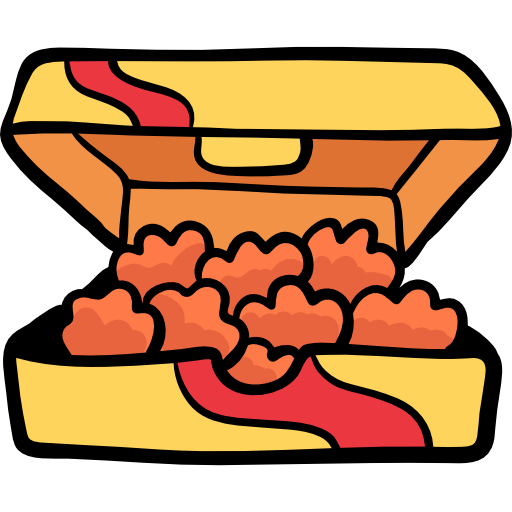 pollo frito Hand Drawn Color icono