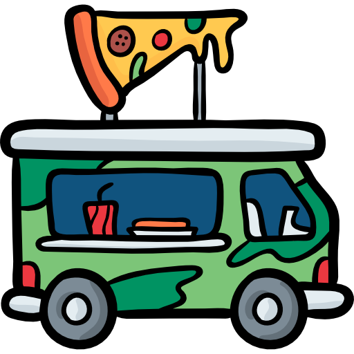 pizza vrachtwagen Hand Drawn Color icoon