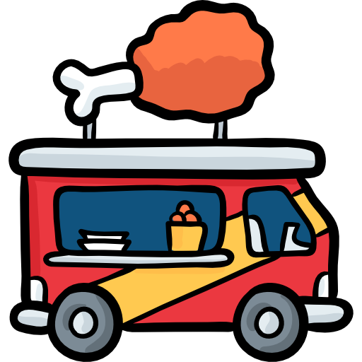 ciężarówka z żywnością Hand Drawn Color ikona