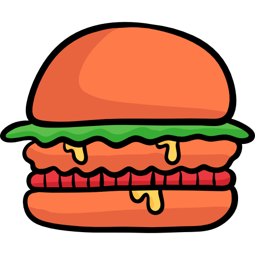 hamburger Hand Drawn Color icoon