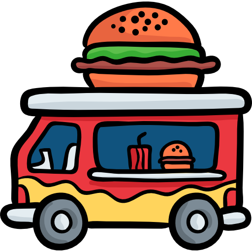 camion di cibo Hand Drawn Color icona