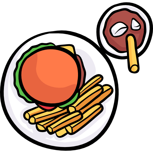hamburger Hand Drawn Color icona