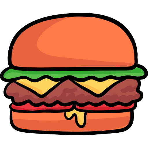 burger z serem Hand Drawn Color ikona