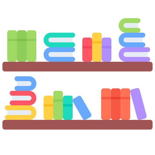 Bookshelf Coloring Flat icon