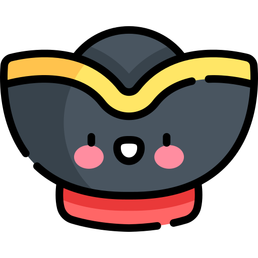 Пиратская шляпа Kawaii Lineal color иконка