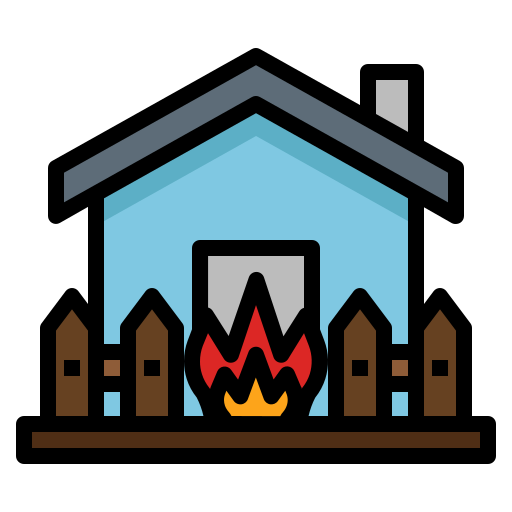 płonący dom Generic Outline Color ikona