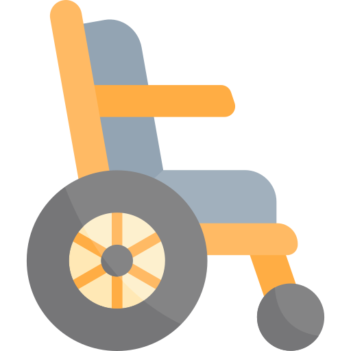 fauteuil roulant Kawaii Flat Icône