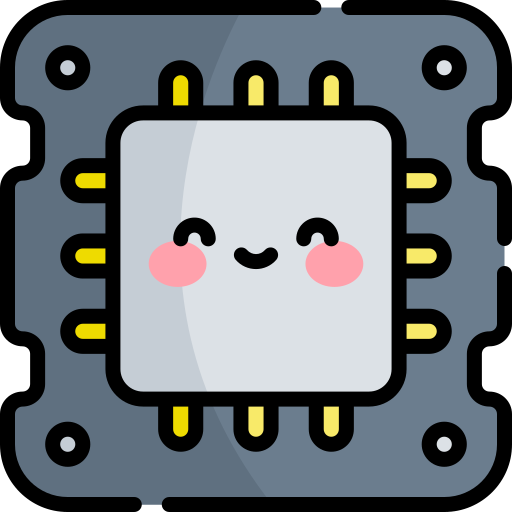 processore Kawaii Lineal color icona